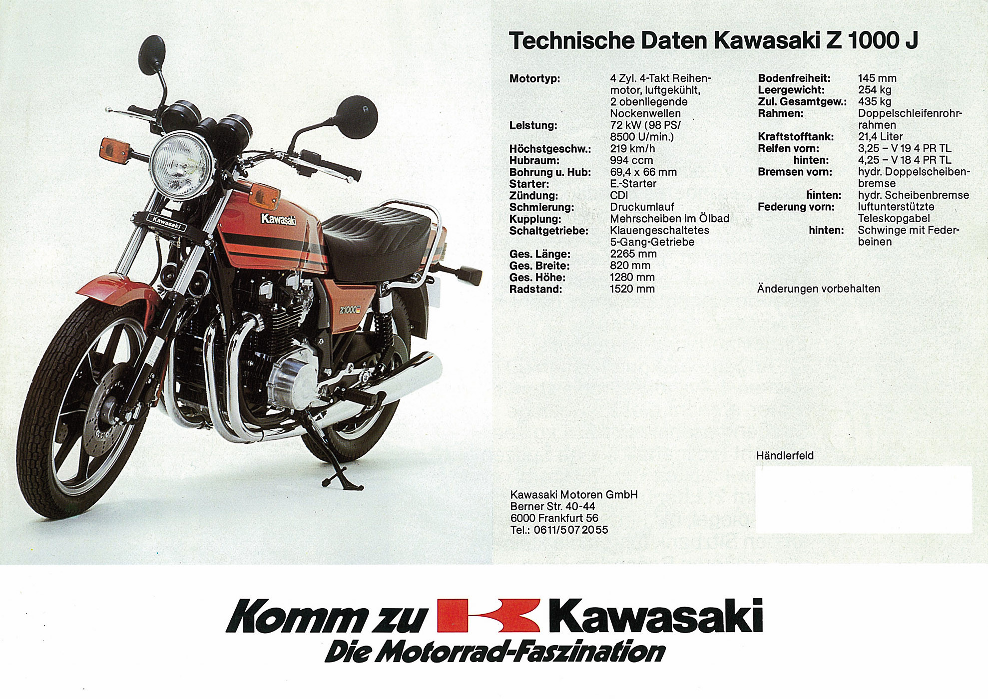 Kawasaki Z 1000J Prospekt